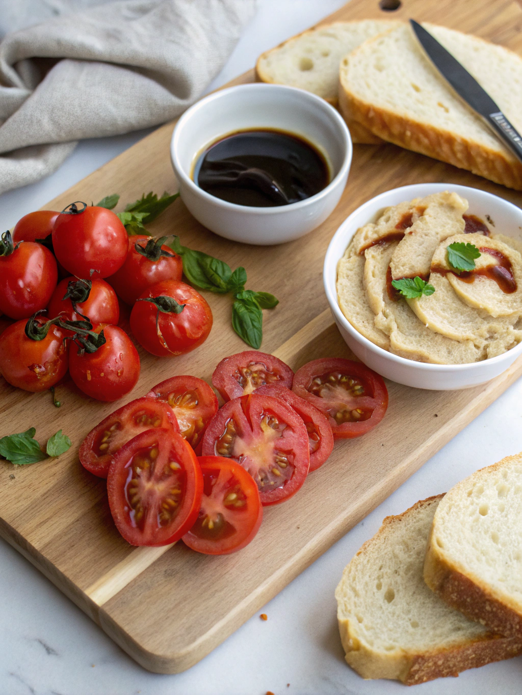 Ingredients for Balsamic roasted tomatoes & hummus toast
