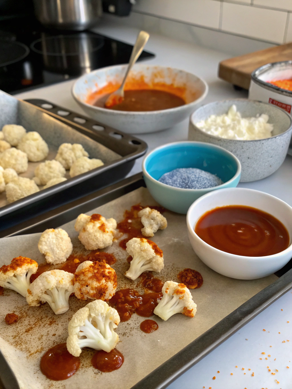 Buffalo Cauliflower Wings preparation