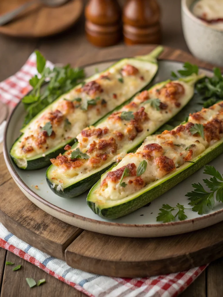 Cheese Stuffed Zucchini Boats
