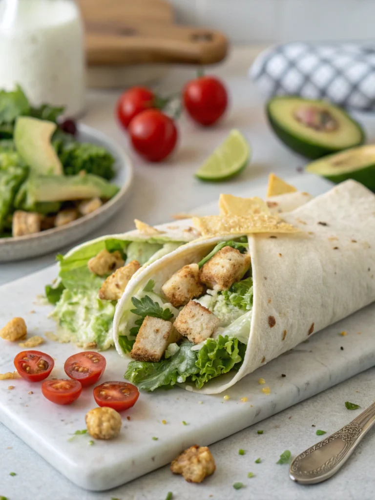 Chickpea Caesar Salad Wraps