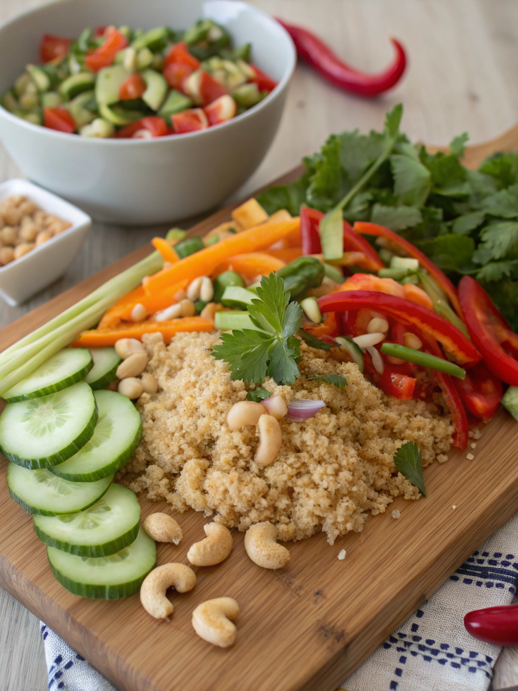 Crunchy Thai Quinoa Salad preparation