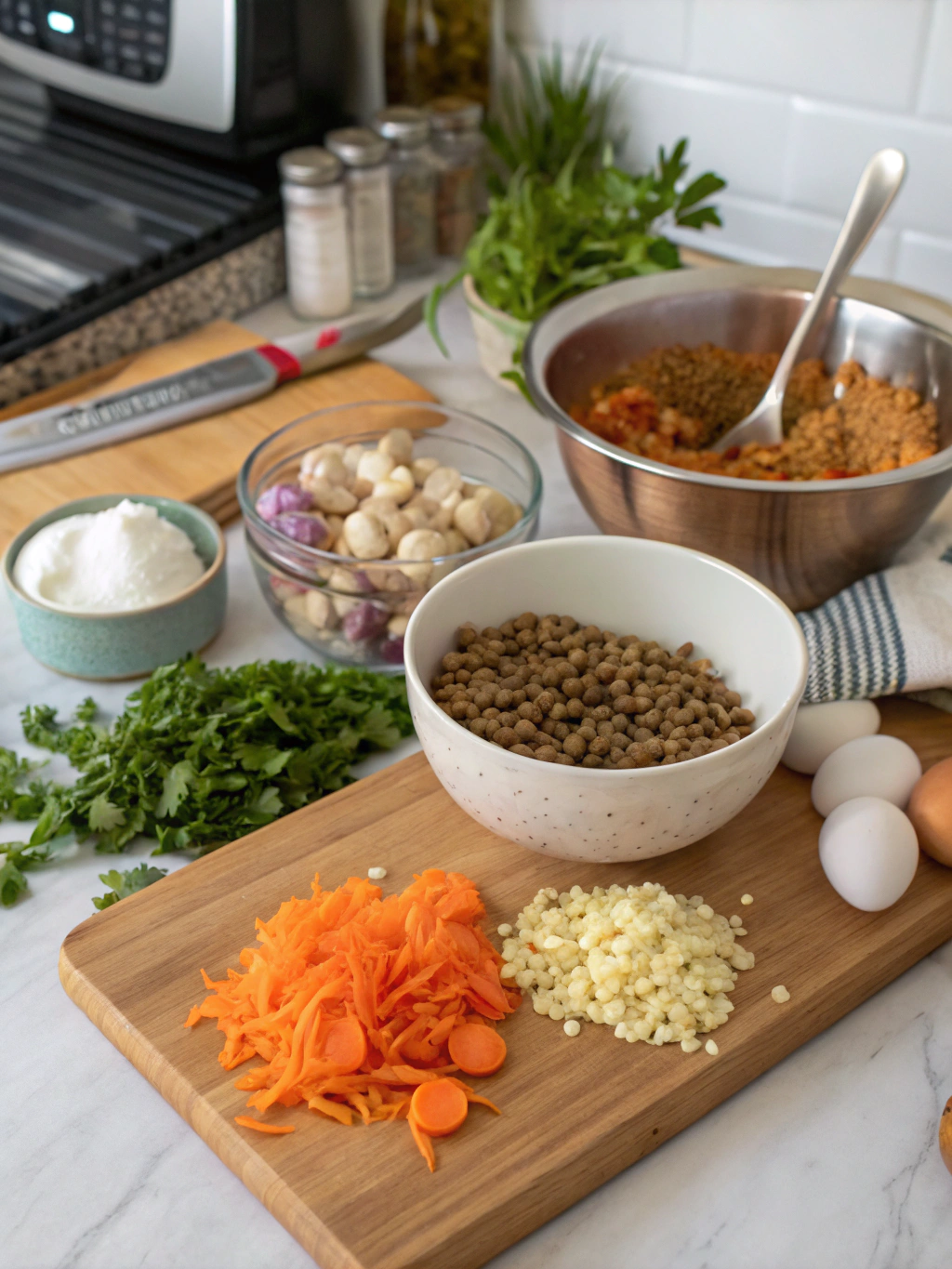 Preparing Easy 6-Ingredient Lentil Burgers