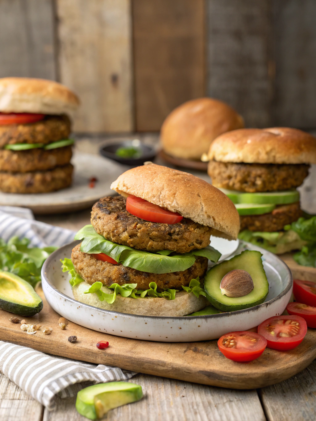 Serving Easy 6-Ingredient Lentil Burgers