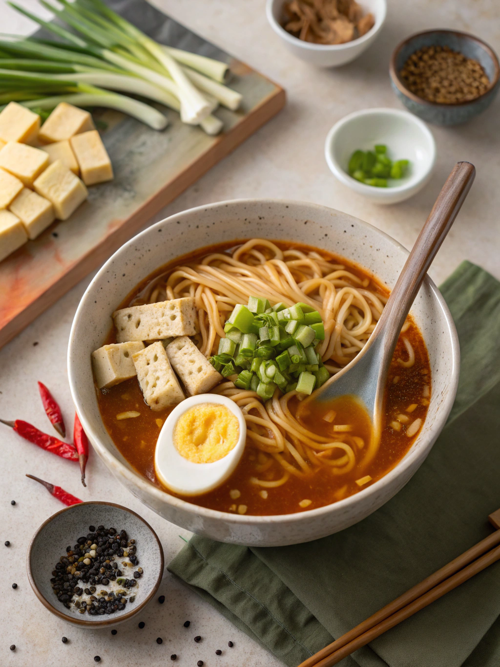 Preparing Easy One-Pot Spicy Miso Ramen