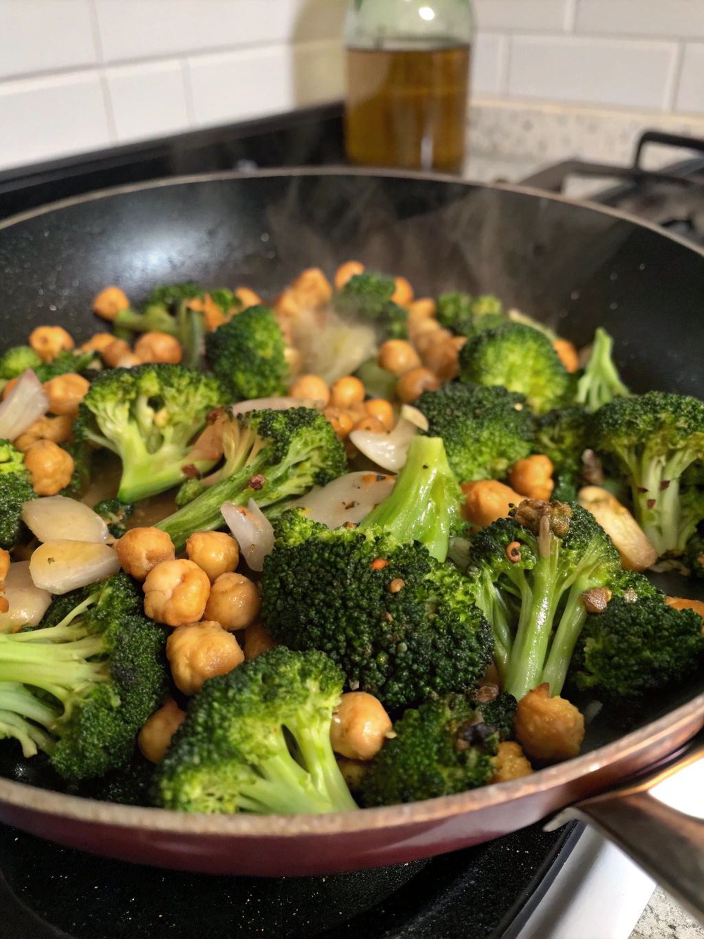 Ingredients for Garlic Broccoli Stir Fry with Chickpeas