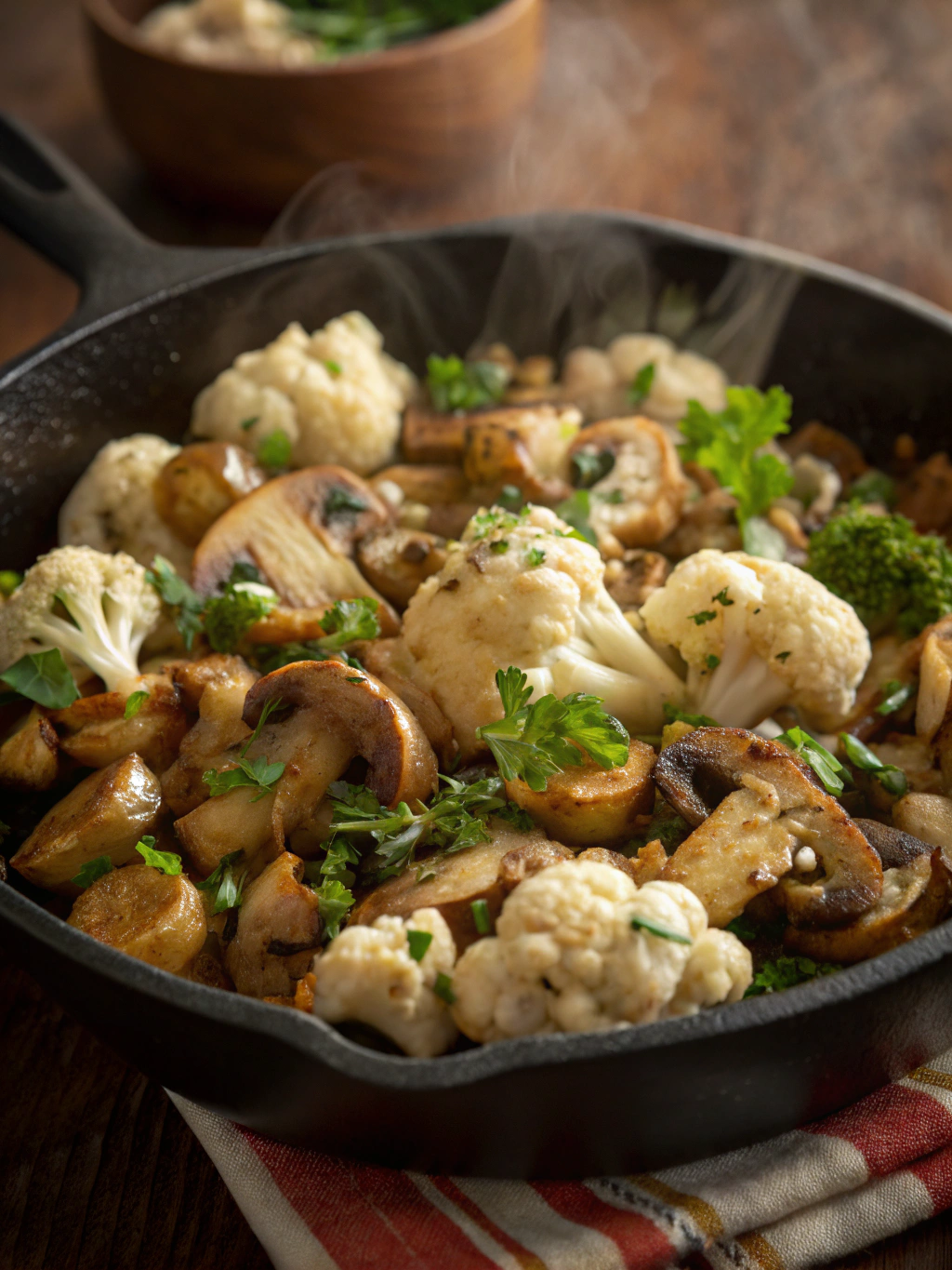 Garlic Mushrooms Cauliflower Skillet