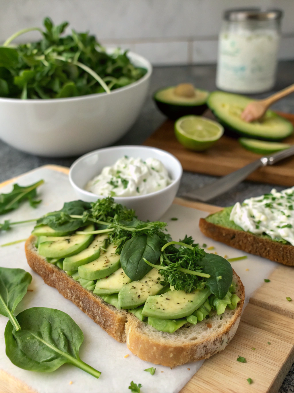 Green Goddess Salad Sandwich preparation