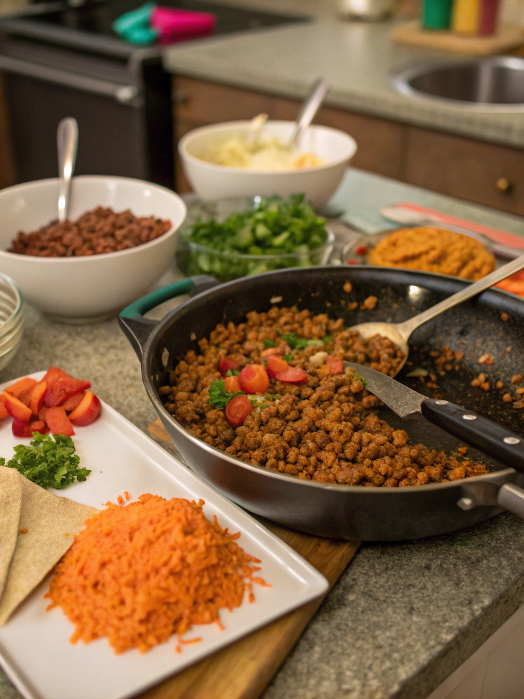 Preparing Lentil Taco Meat
