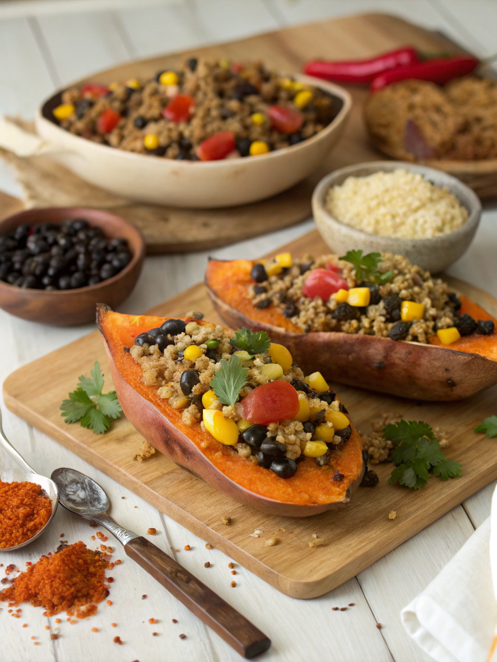 Preparation of Mexican Quinoa Stuffed Sweet Potatoes