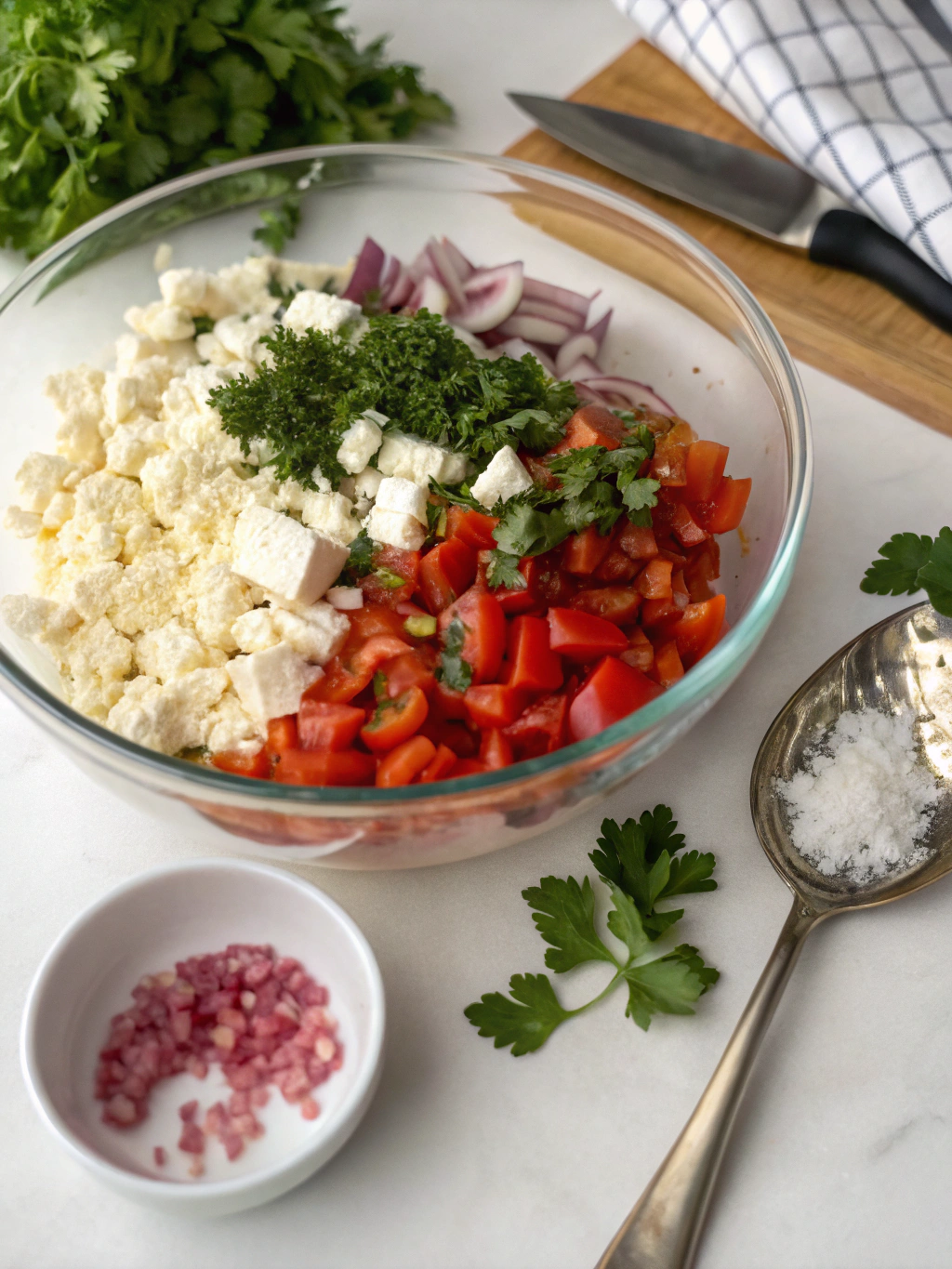 Paprika-Feta Dip preparation