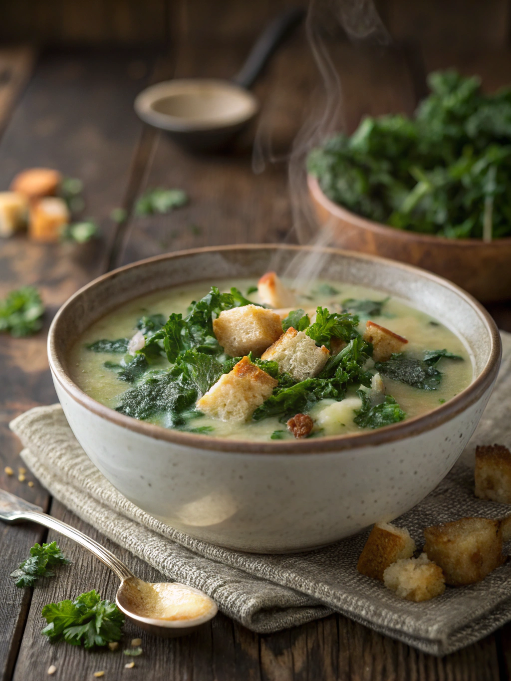 Serving Potato Kale Soup