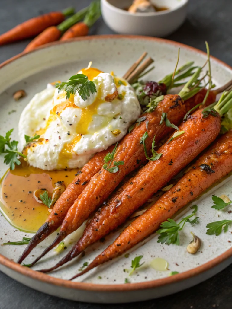 Roasted Carrots with Whipped Ricotta and Hot Honey