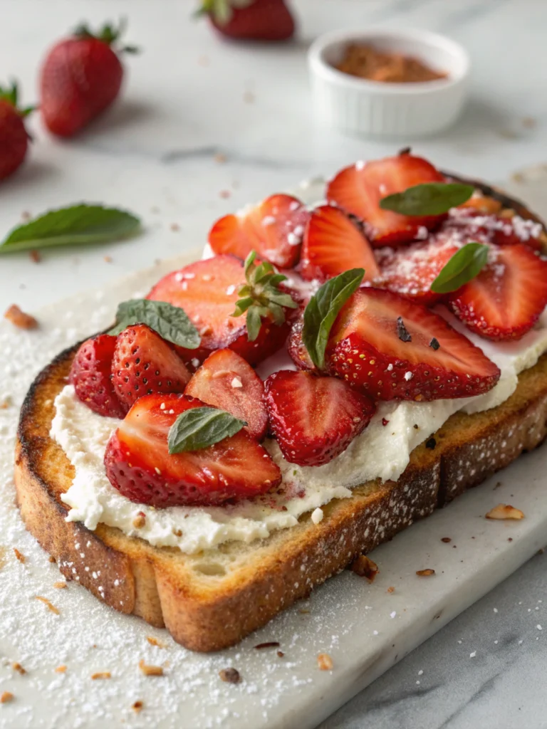 Roasted Strawberry Whipped Ricotta Toast