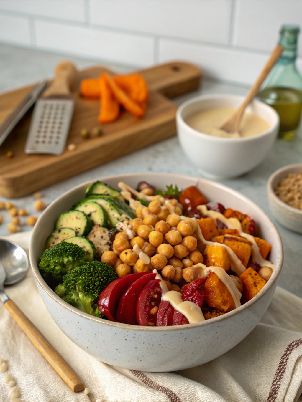 Roasting chickpeas and vegetables