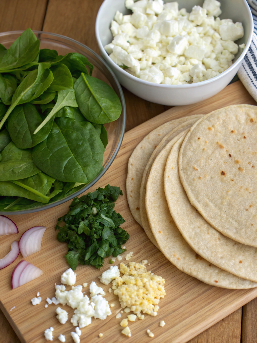 Spinach and Feta Quesadillas ingredients