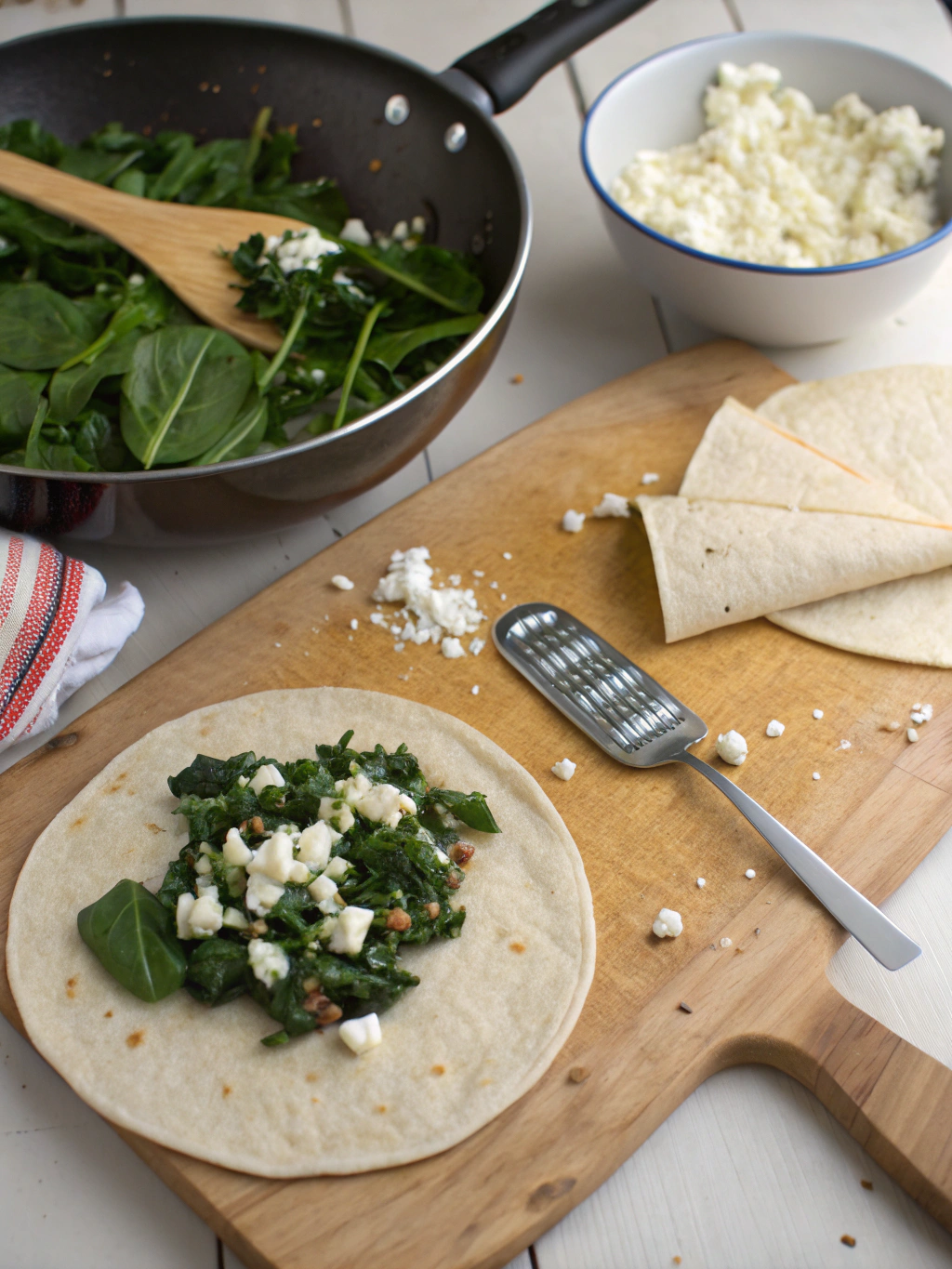 Spinach and Feta Quesadillas preparation