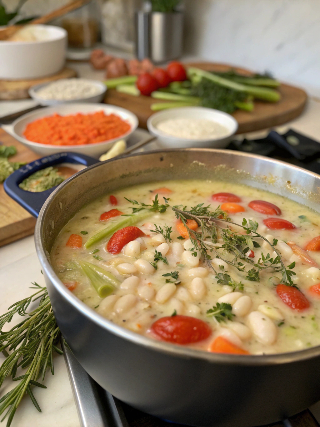 Preparing Tuscan White Bean Soup