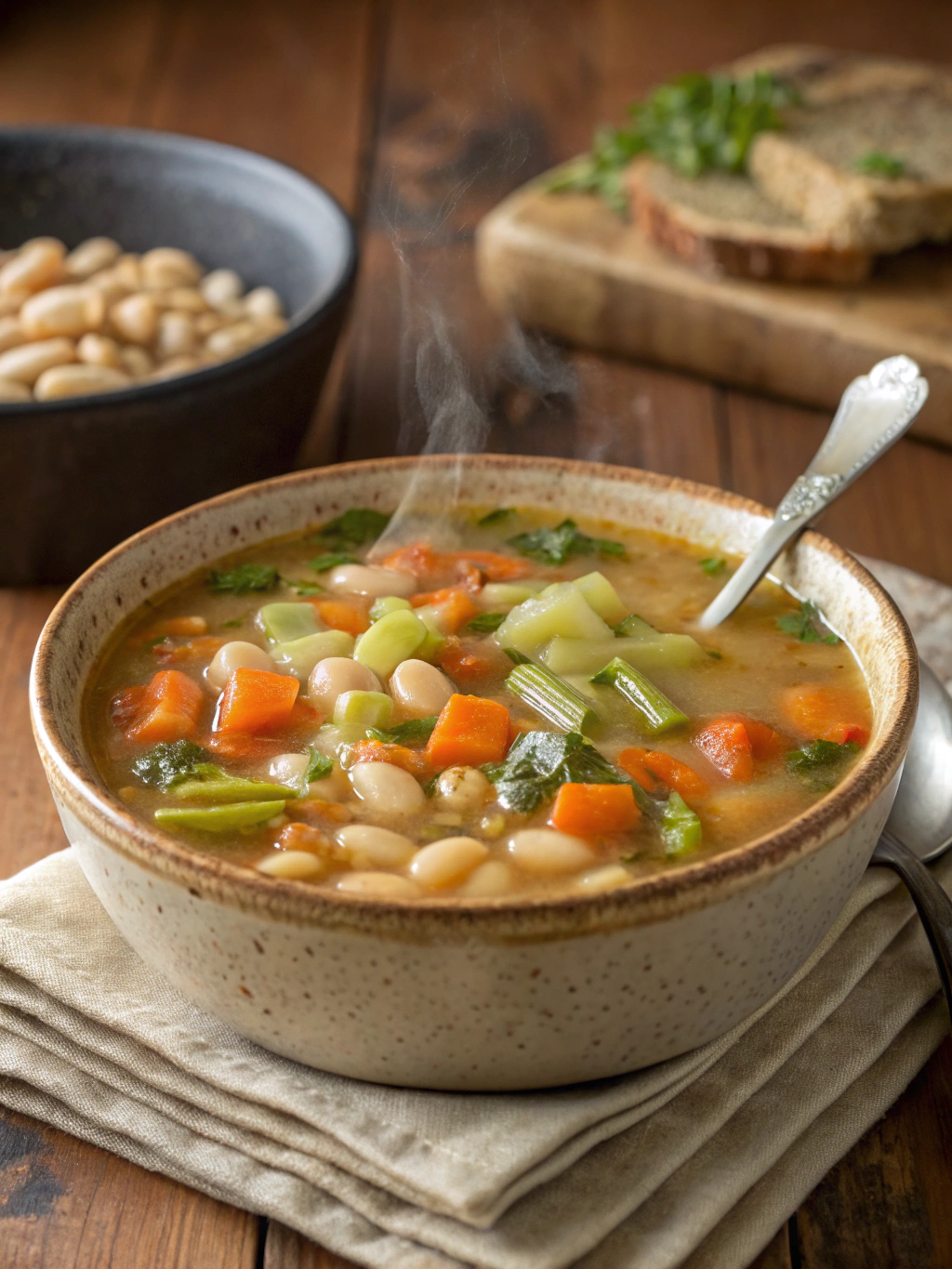 Serving Tuscan White Bean Soup