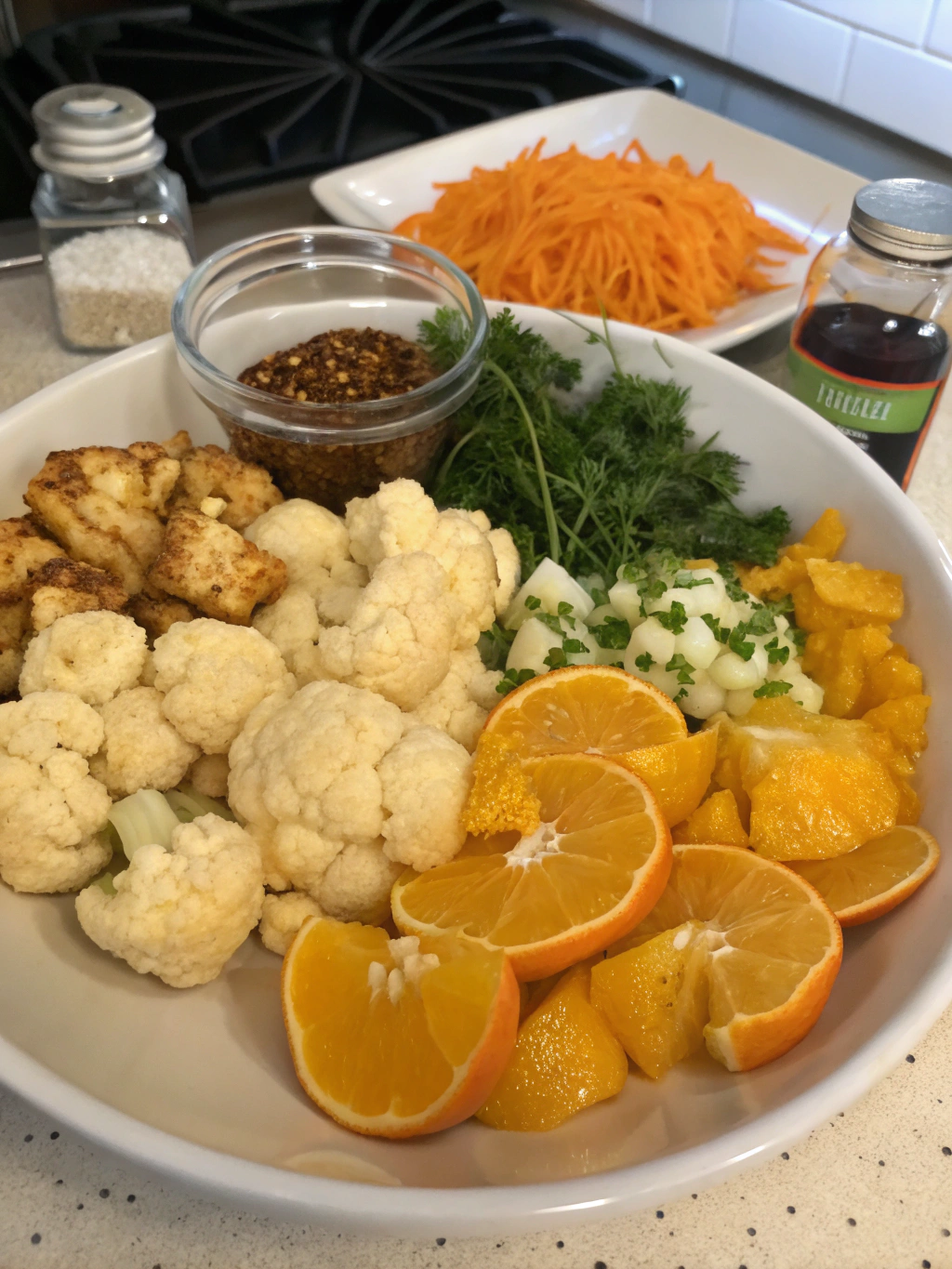 Ingredients for Vegan Glazed Orange Cauliflower Chicken