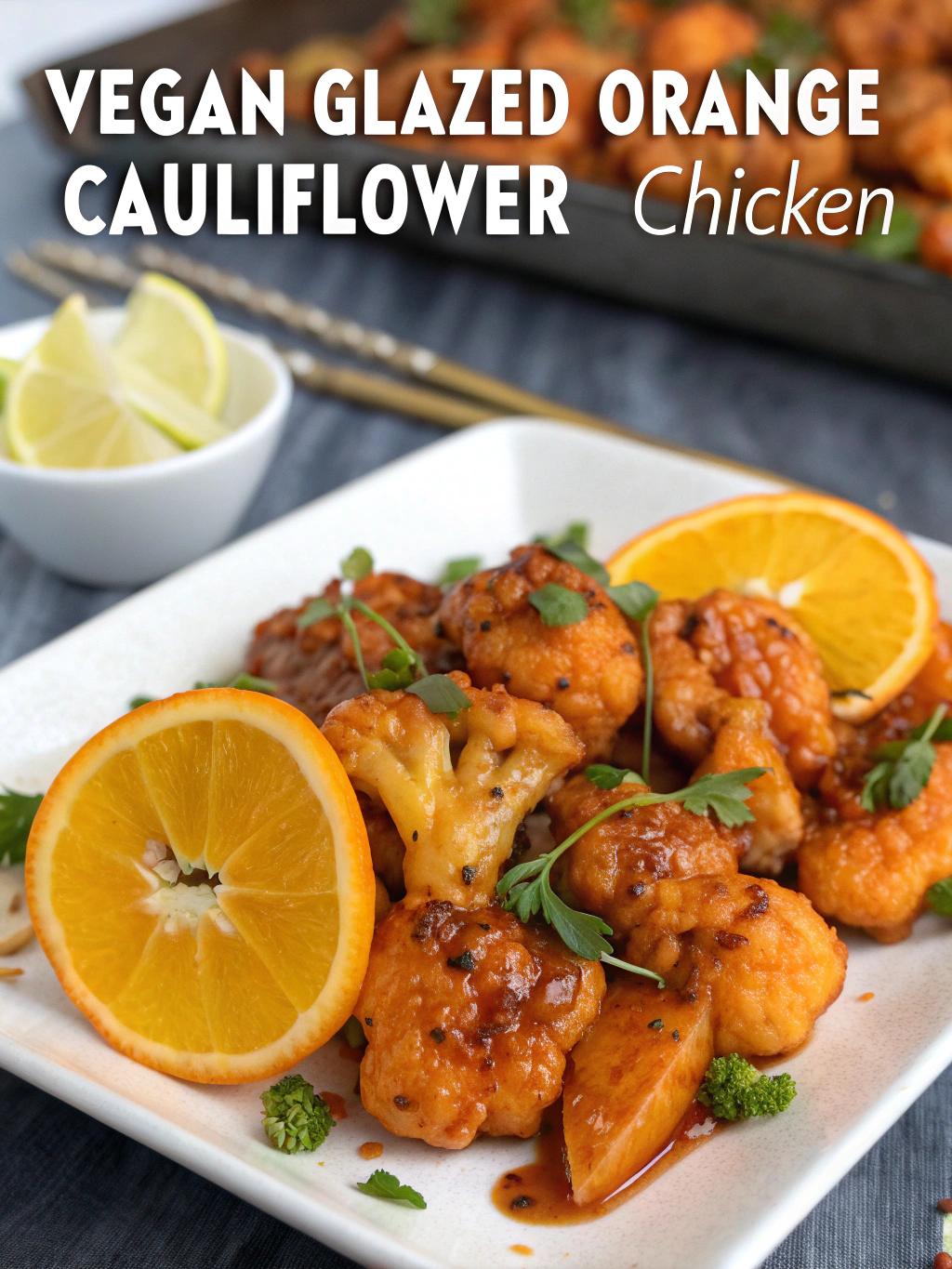 Serving Vegan Glazed Orange Cauliflower Chicken