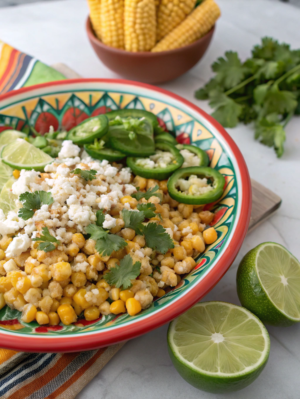 Ingredients laid out for Vibrant Mexican Street Corn Salad