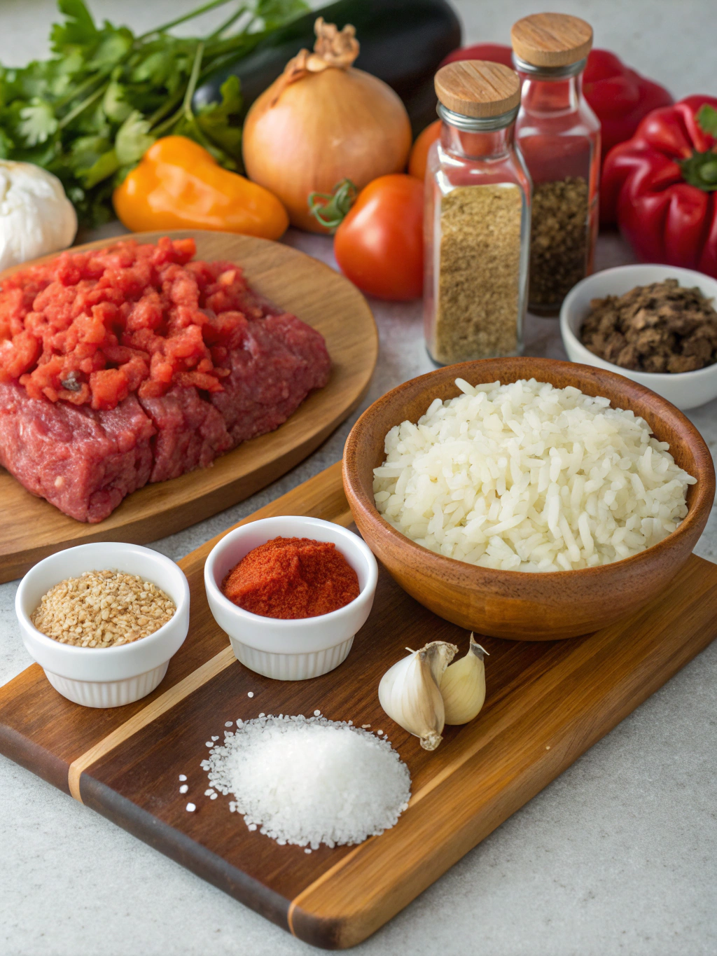 Ground beef and rice recipe ingredients