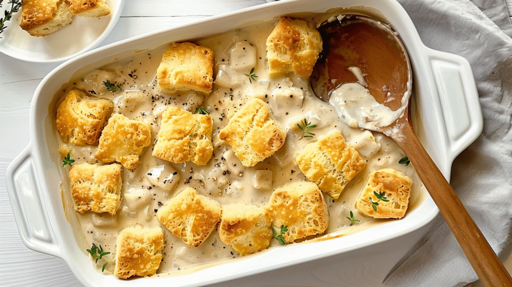 Biscuits and Gravy Breakfast Casserole