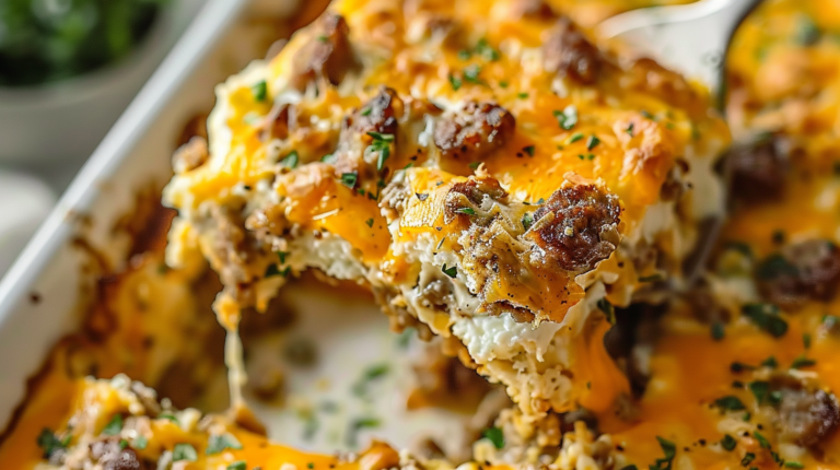 Savory Breakfast Sausage and Cheese Casserole Recipe