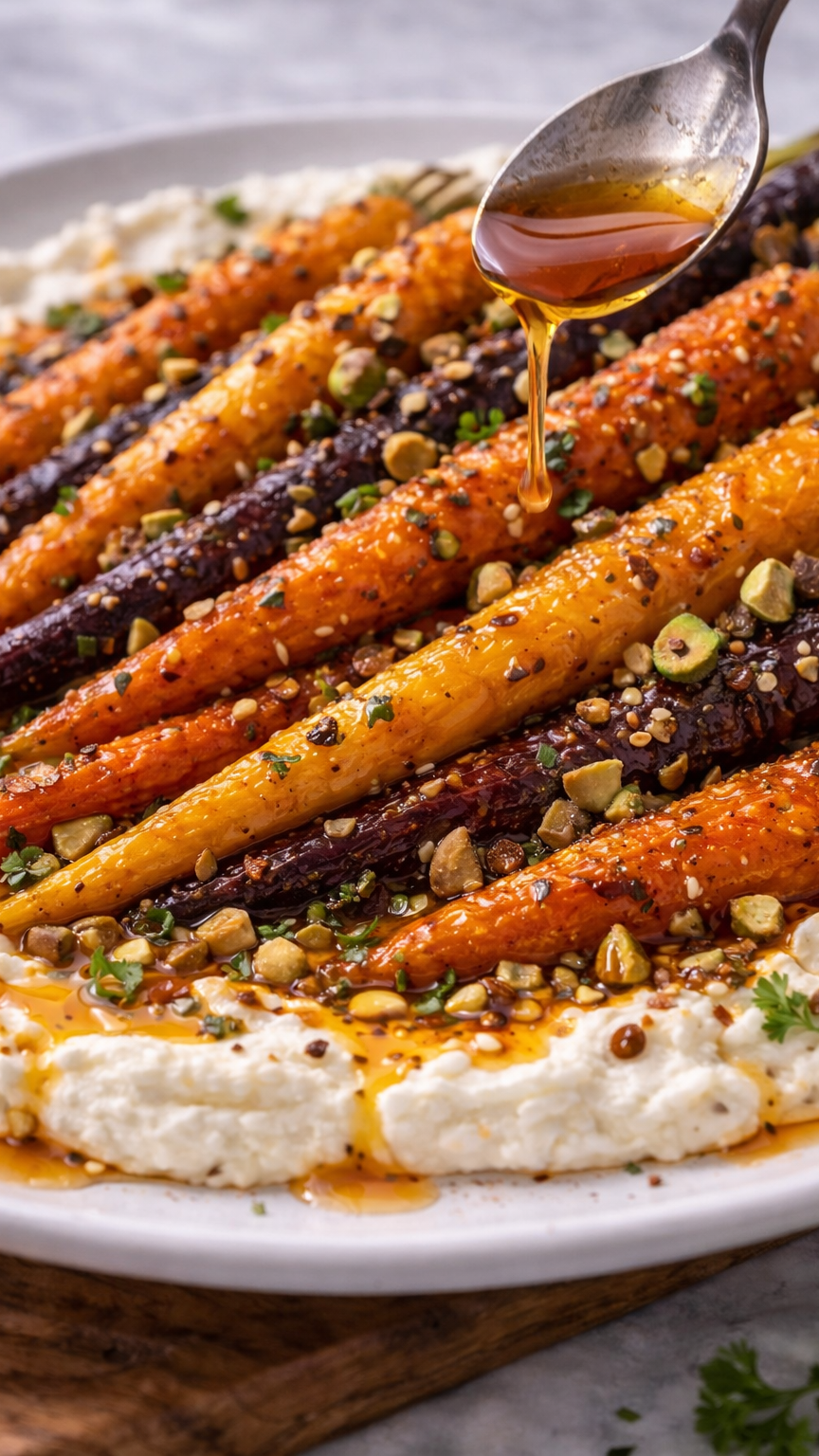 Roasted Carrots with Whipped Ricotta and Hot Honey