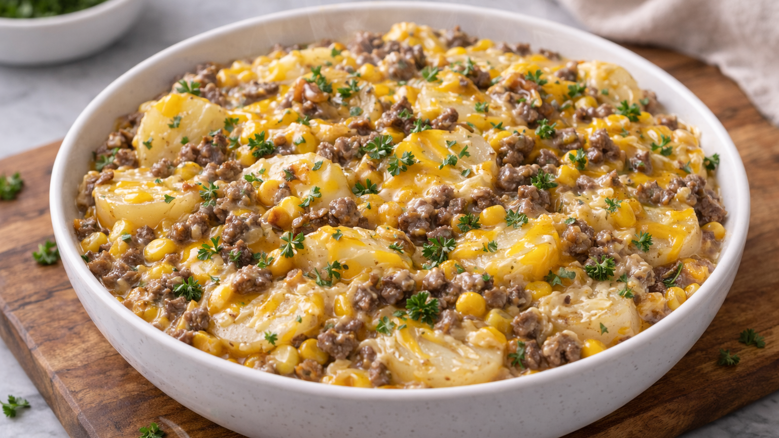 Crockpot Hamburger Potato Casserole is a slow-cooked