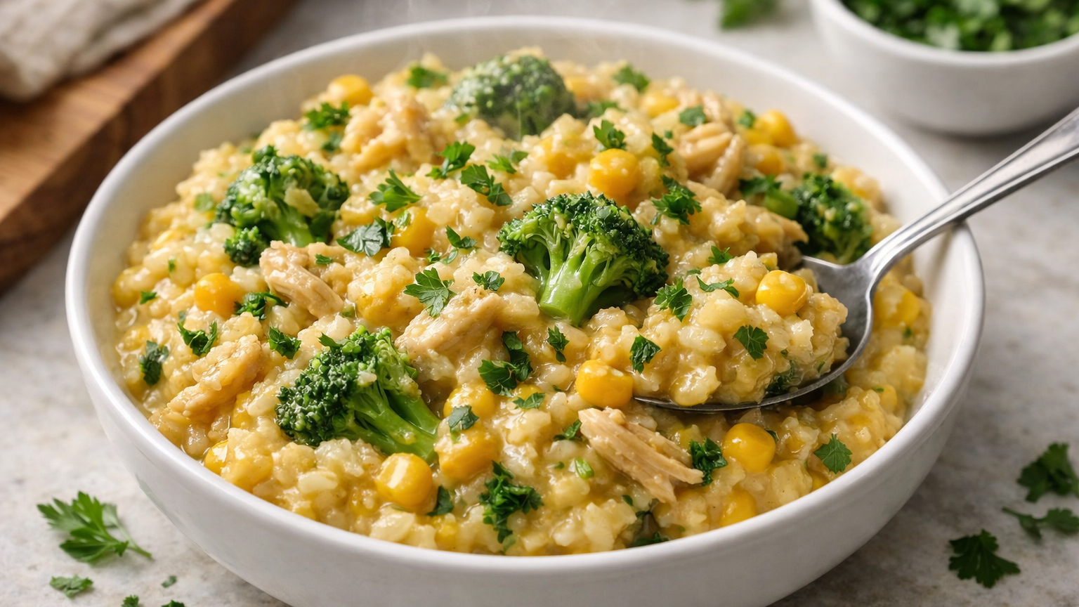 Easy Crockpot Cheesy Chicken Broccoli Rice (Vegan & Comforting)