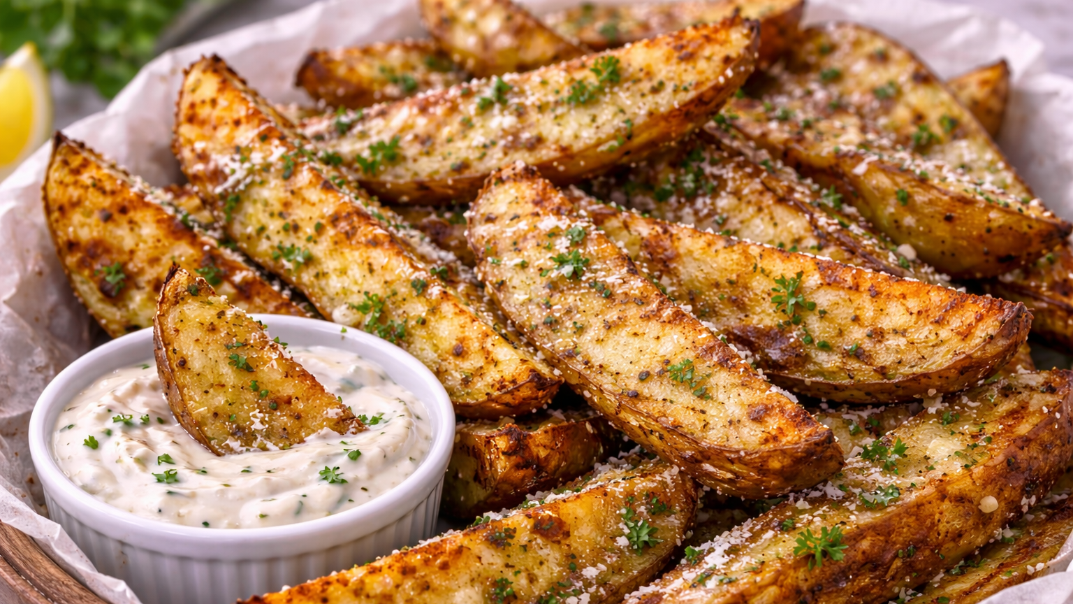 Garlic Parmesan Potato Wedges