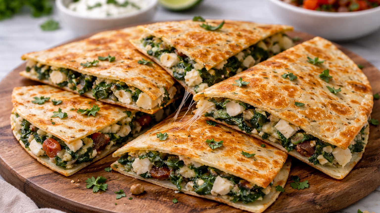 Spinach and Feta Quesadillas