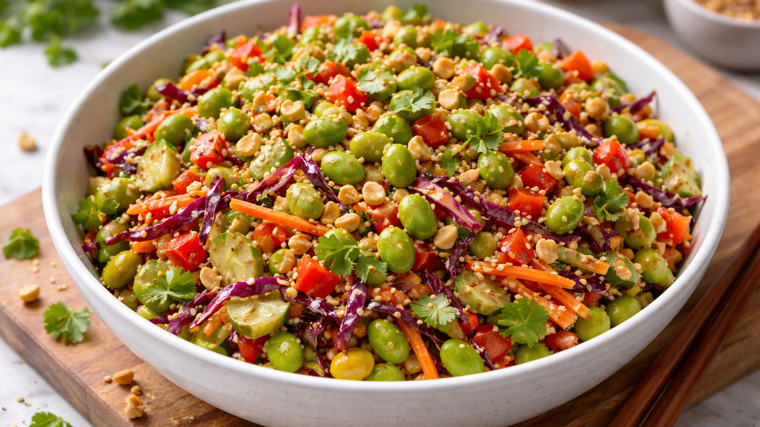 Easy Edamame Peanut Crunch Salad