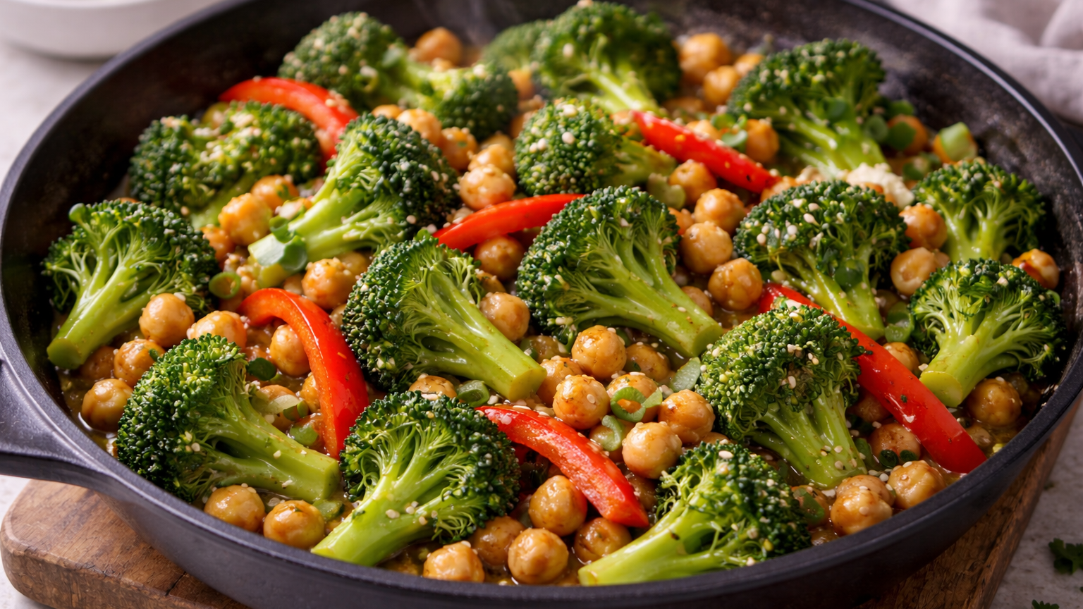 Garlic Broccoli Stir Fry with Chickpeas