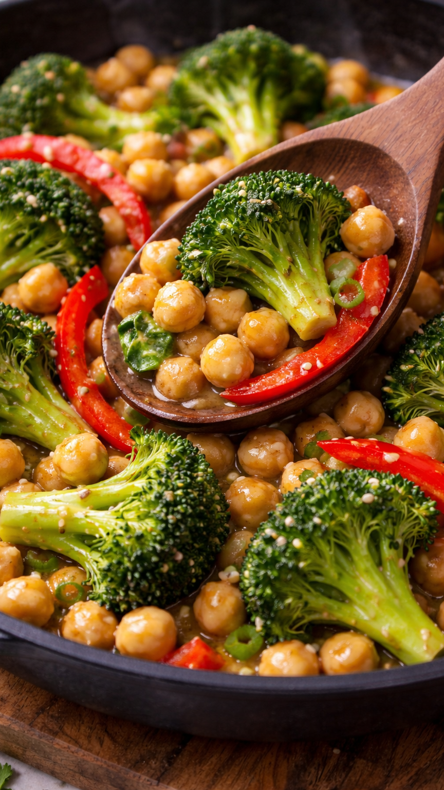 Garlic Broccoli Stir Fry with Chickpeas