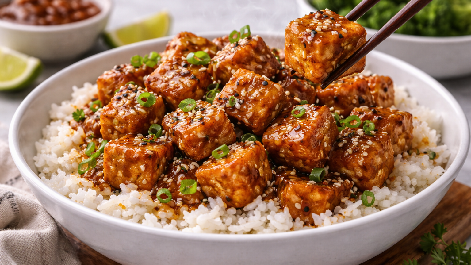 Honey Garlic Tofu With Soy & Sesame